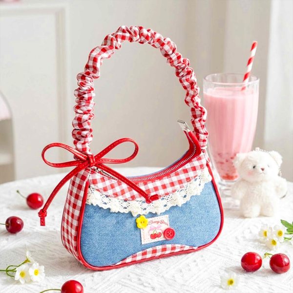 Blue Y2K Lace Convertible Bag for Pin Display