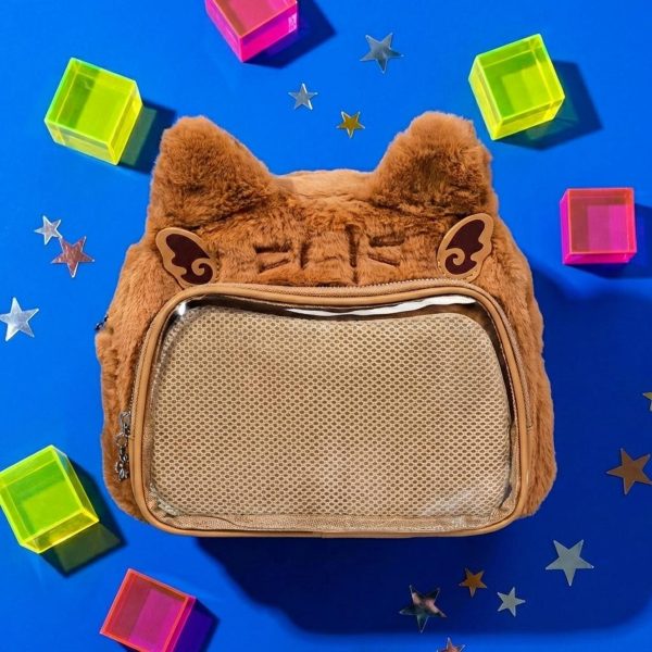 Brown Kawaii Bear Convertible Ita Bag for Pin Display