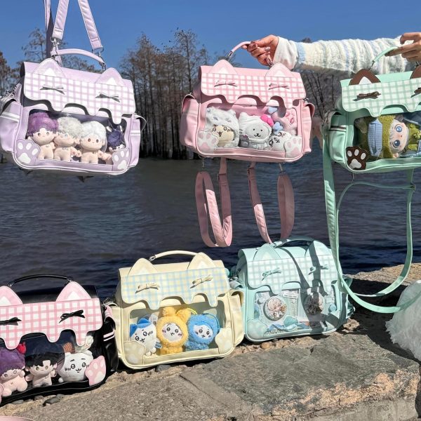 Cat Ita Crossbody Bag with Clear Window for Plushies and Pins
