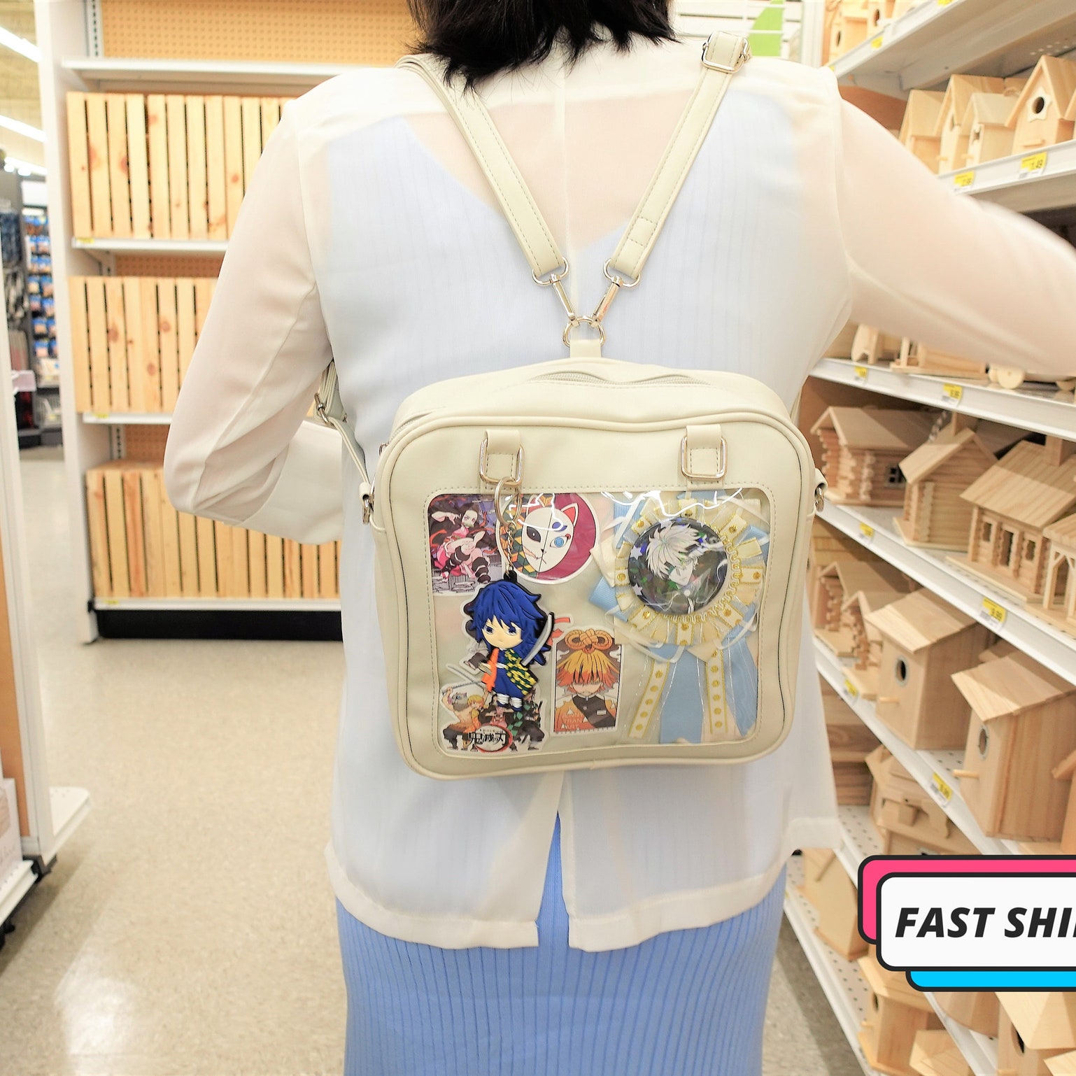 Convertible Ita Bag with Clear Window for Pin Display