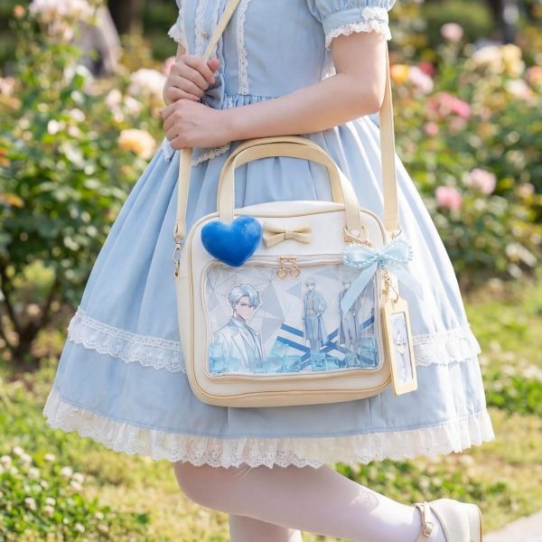 Cream Kawaii Ita Tote Bag with Clear Window for Plushies and Pins