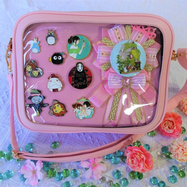 Gold Ita Crossbody Bag with Clear Window and Included Insert for Pin Display