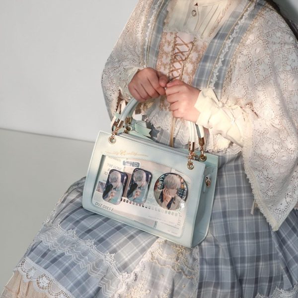 Gold Kawaii Ita Crossbody Bag with Clear Window for Pin Display