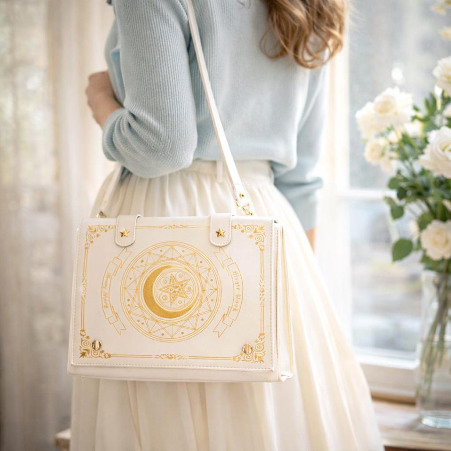 Gold Star Book Ita Shoulder Bag with Clear Window for Photocards and Pins