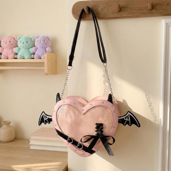 Gothic Heart Ita Bag with Clear Window for Photocards and Pins