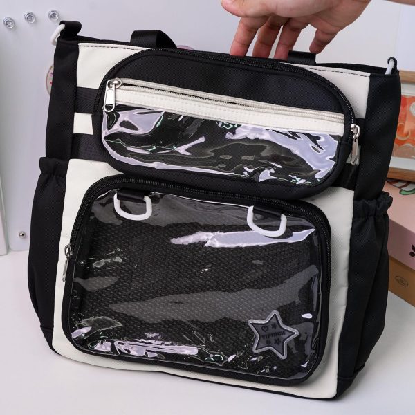 Ita Shoulder Bag with Clear Window for Plushies and Pins — crossbody ita bag detail view