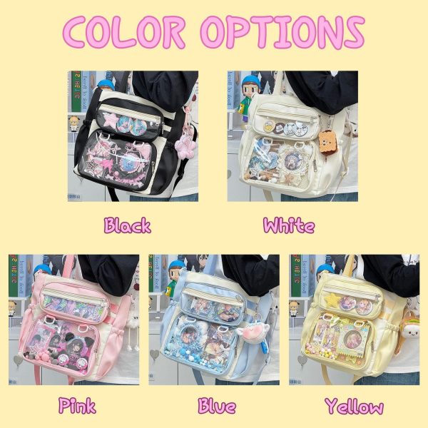 Ita Shoulder Bag with Clear Window for Plushies and Pins — crossbody ita bag detail view