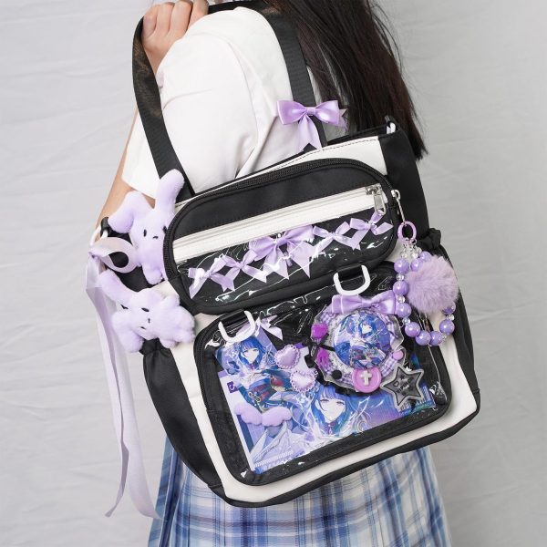 Ita Shoulder Bag with Clear Window for Plushies and Pins — crossbody ita bag detail view