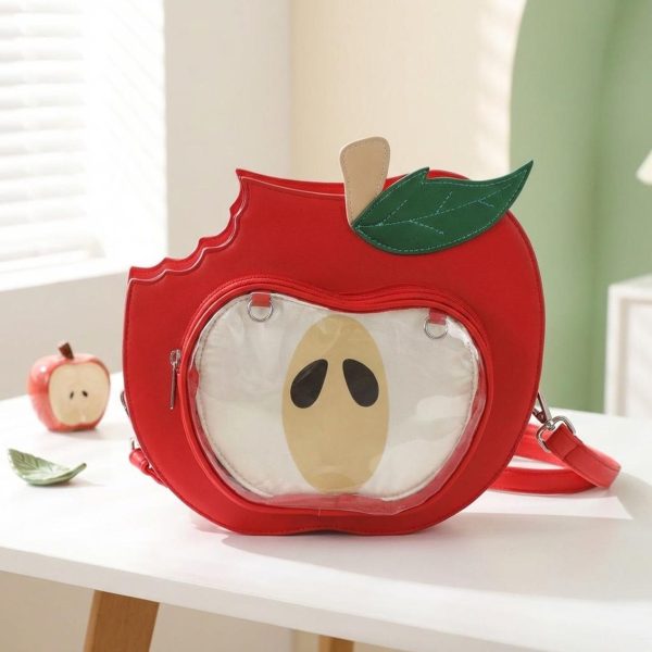 Kawaii Apple Convertible Ita Bag with Clear Window for Plushies and Pins