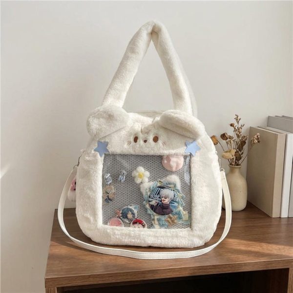 Kawaii Bunny Ita Shoulder Bag for Plushies and Pins