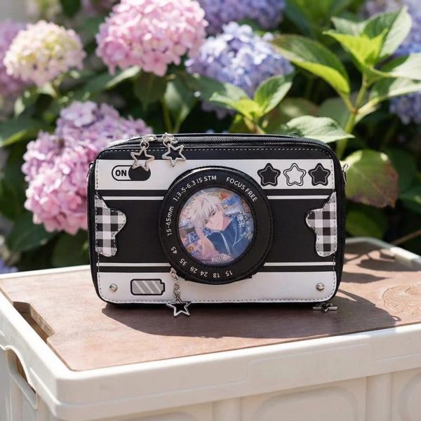 Kawaii Camera Convertible Ita Bag with Clear Window for Photocards and Pins