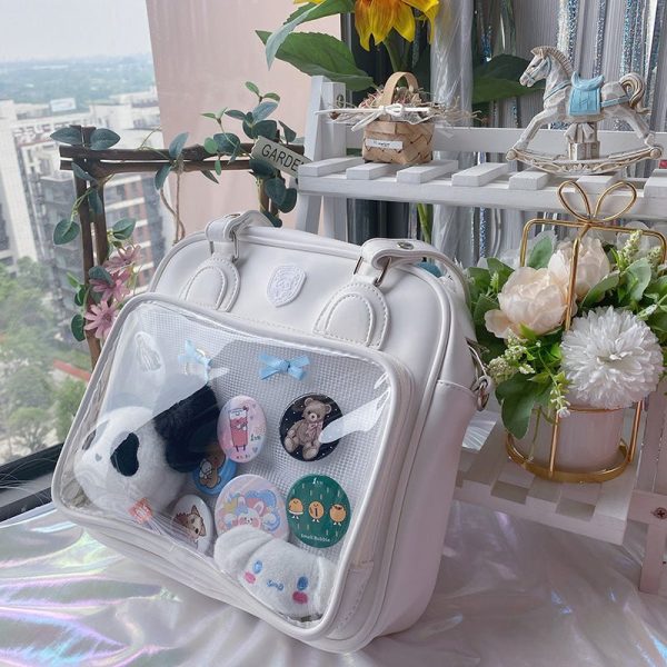 Kawaii Cat Ita Bag with Clear Window and Included Insert for Plushies and Pins
