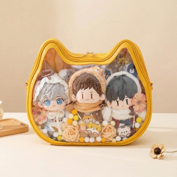 Kawaii Cat Ita Shoulder Bag with Clear Window for Plushies and Pins