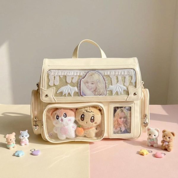 Kawaii Convertible Ita Bag with Clear Window for Photocards and Pins