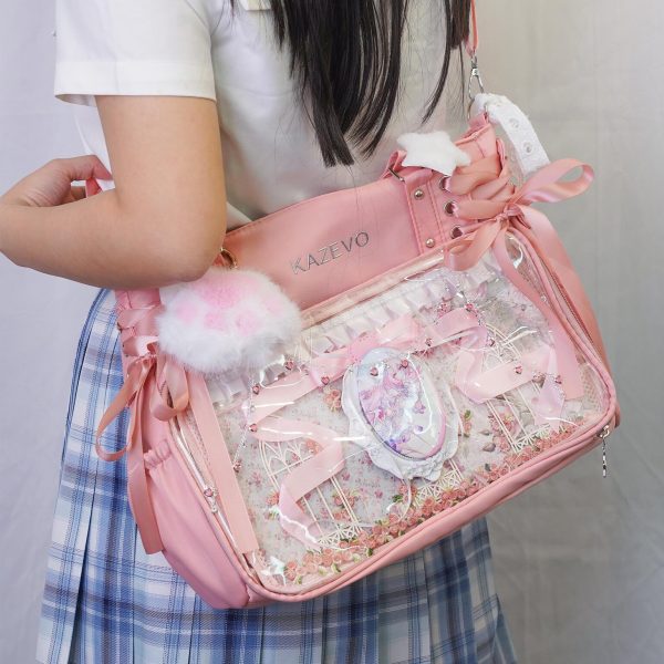 Kawaii Convertible Ita Bag with Clear Window for Photocards and Pins