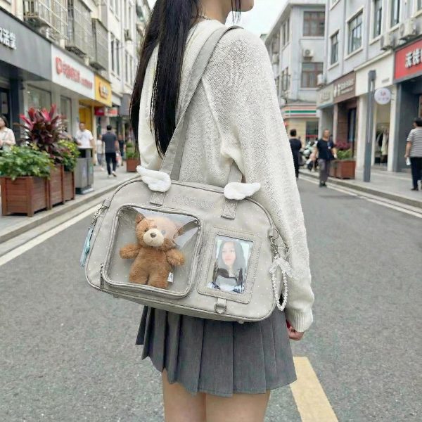 Kawaii Convertible Ita Bag with Clear Window for Pin Display — ita bag detail view