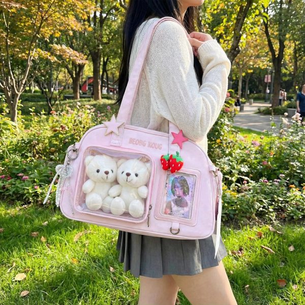 Kawaii Convertible Ita Bag with Clear Window for Pin Display — ita bag with clear display window
