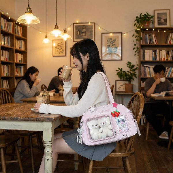 Kawaii Convertible Ita Bag with Clear Window for Pin Display — ita bag detail view
