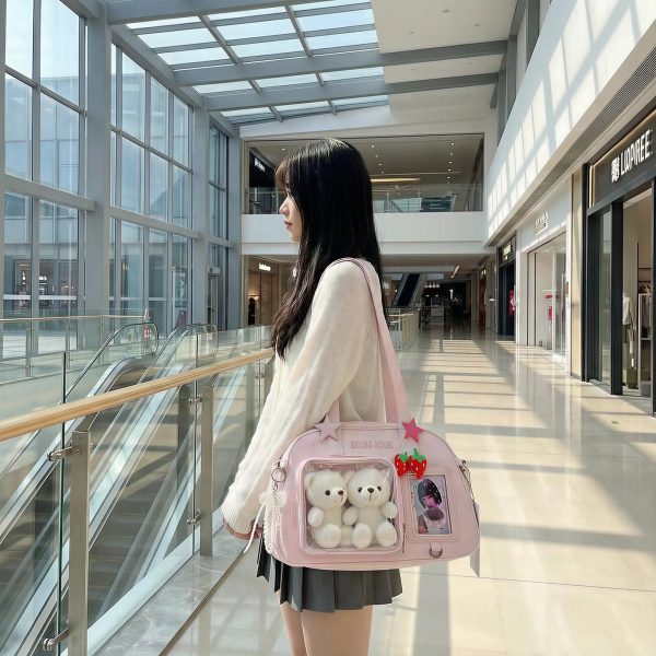Kawaii Convertible Ita Bag with Clear Window for Pin Display — ita bag detail view
