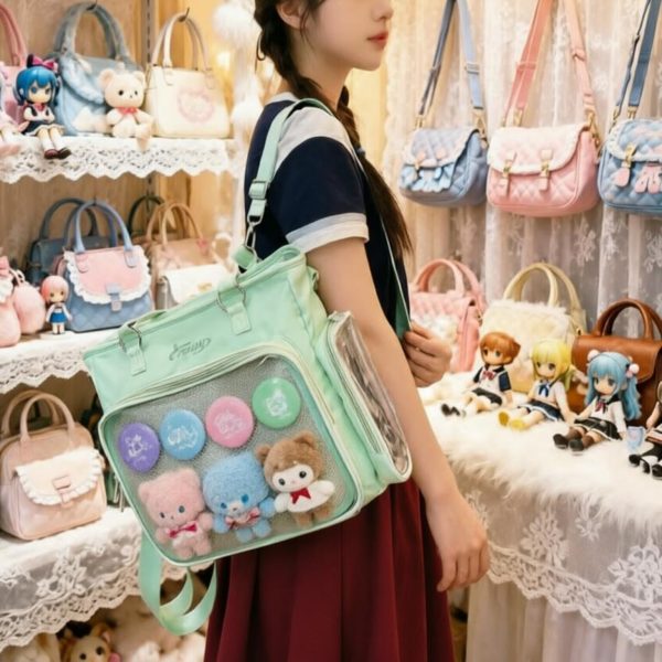 Kawaii Convertible Ita Bag with Clear Window for Plushies and Pins
