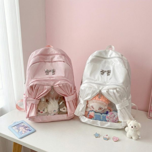 Kawaii Coquette Ita Backpack with Clear Window for Plushies and Pins