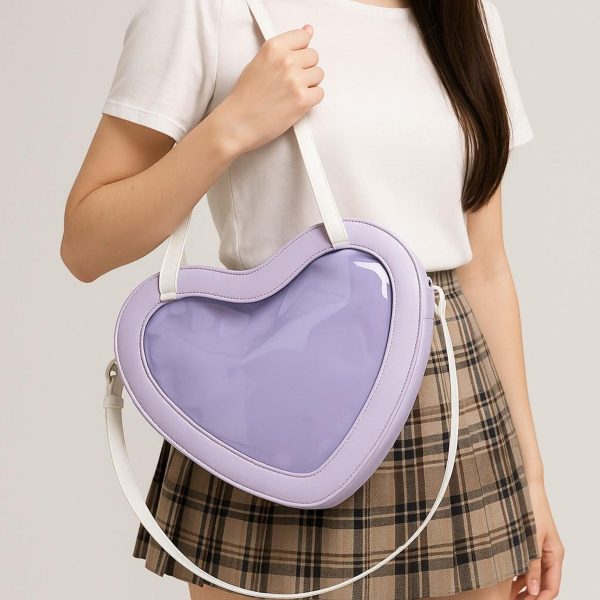 Kawaii Heart Ita Messenger Bag for Pin Display