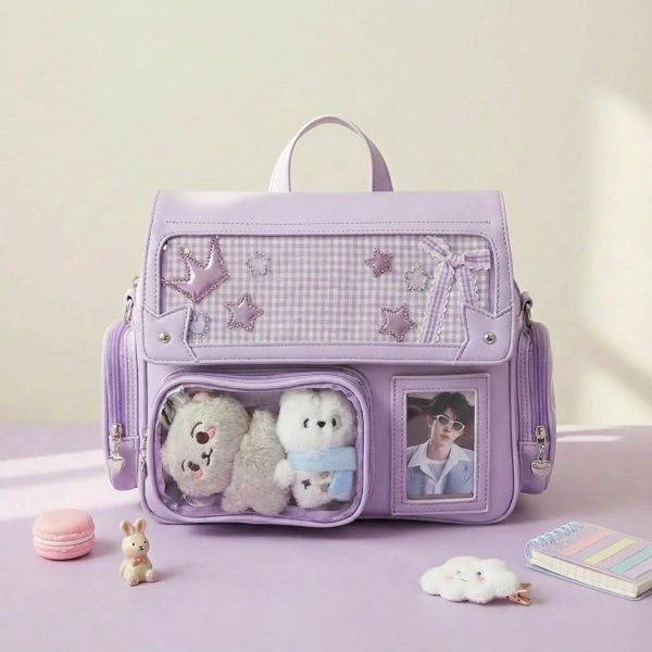 Kawaii Ita Backpack with Clear Window for Photocards and Pins