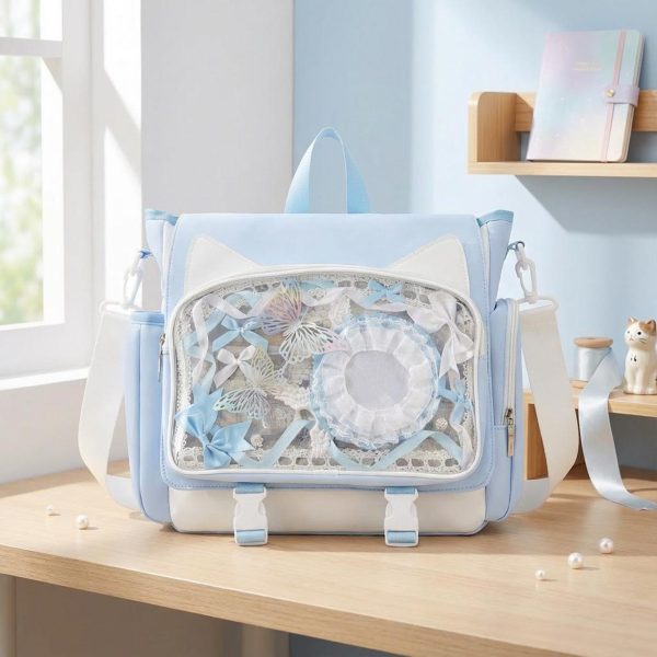 Kawaii Ita Crossbody Bag with Clear Window for Plushies and Pins