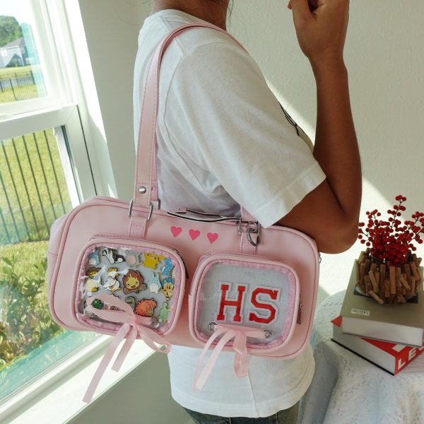 Kawaii Ita Shoulder Bag with Clear Window for Pin Display