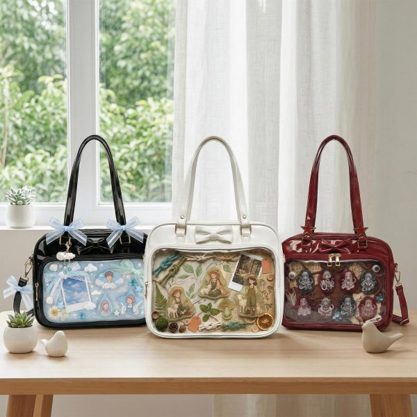 Kawaii Ita Shoulder Bag with Clear Window for Pin Display