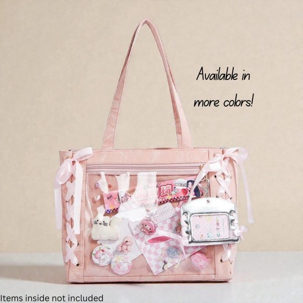 Kawaii Ita Shoulder Bag with Clear Window for Plushies and Pins
