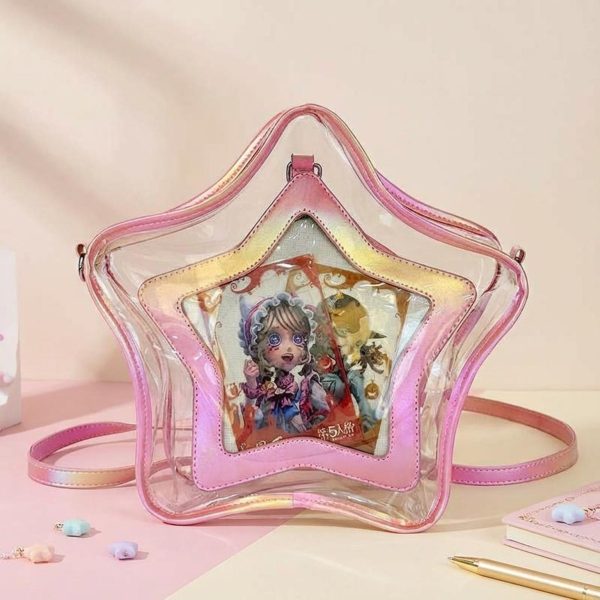 Kawaii Star Ita Crossbody Bag with Clear Window for Pin Display