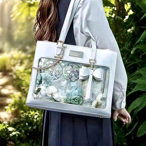 Large Black Ita Crossbody Bag with Clear Window