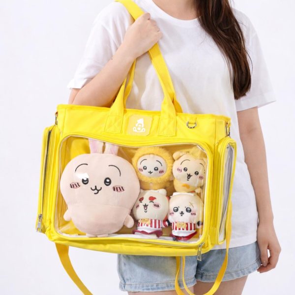 Large Black Kawaii Y2K Convertible Ita Bag with Clear Window for Photocards and Pins