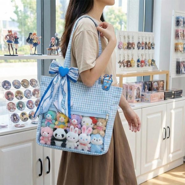 Large Blue Ita Messenger Bag with Clear Window for Pin Display