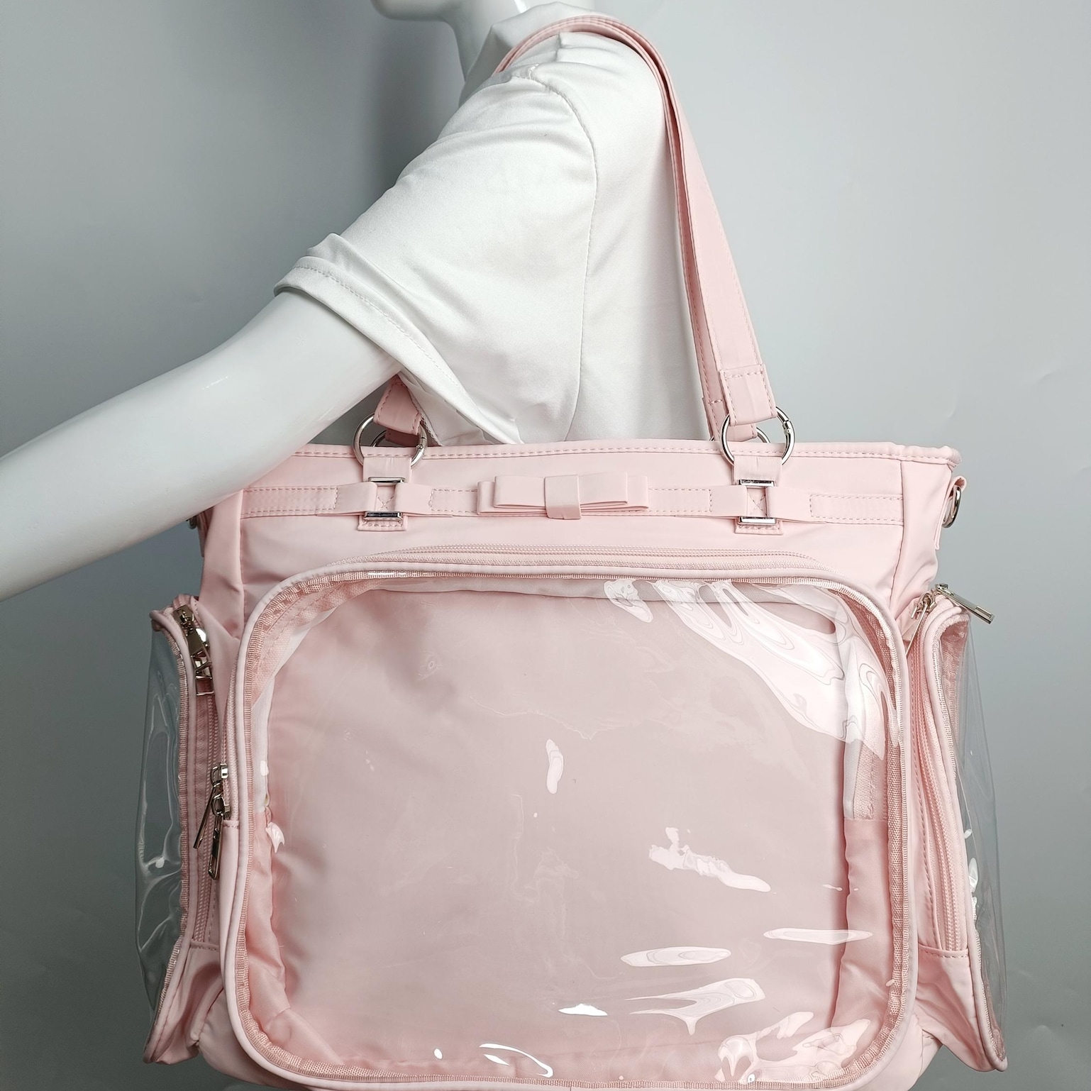 Large Convertible Ita Bag with Clear Window and Included Insert for Plushies and Pins