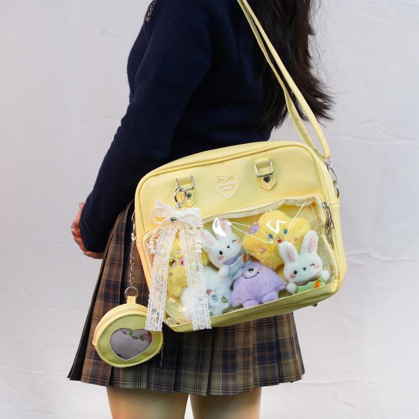 Large Convertible Ita Bag with Clear Window for Plushies and Pins