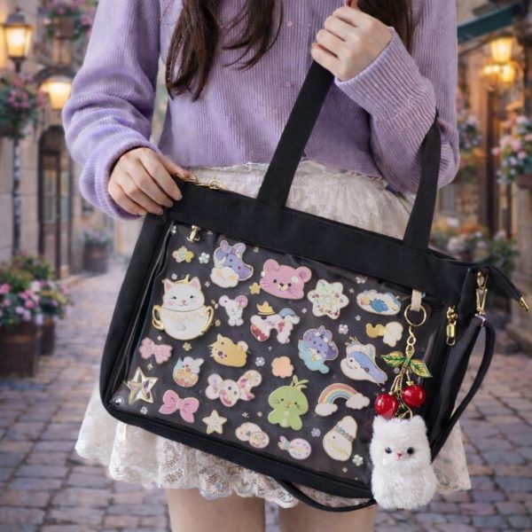 Large Ita Shoulder Bag with Clear Window for Pin Display