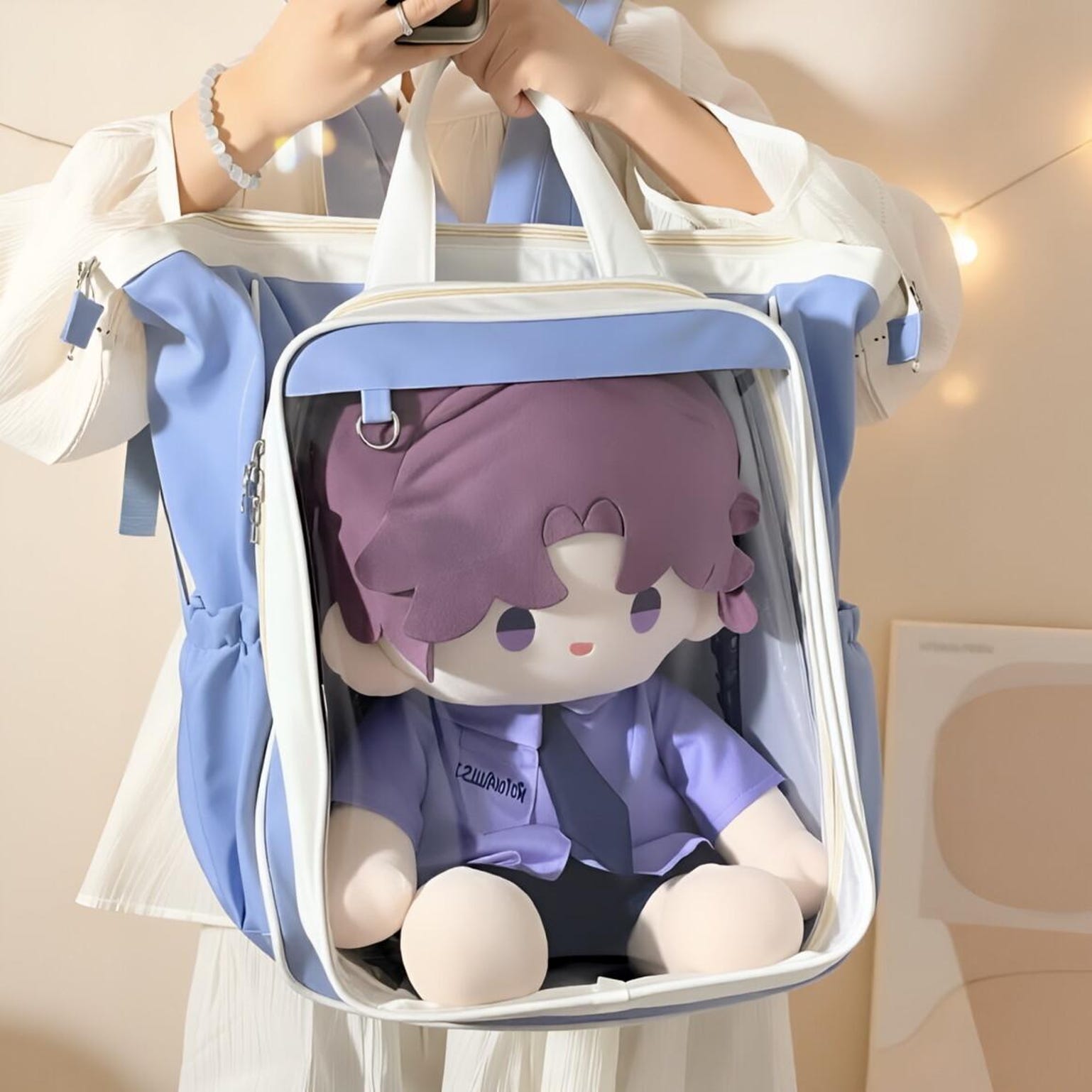 Large Kawaii Ita Backpack with Clear Window for Plushies and Pins