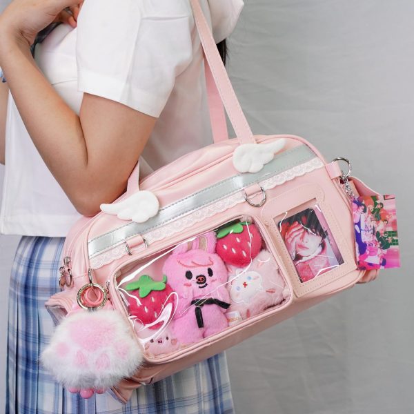 Large Pastel Convertible Ita Bag with Clear Window for Plushies and Pins