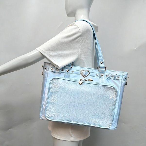 Large Pink Convertible Ita Bag with Clear Window for Pin Display