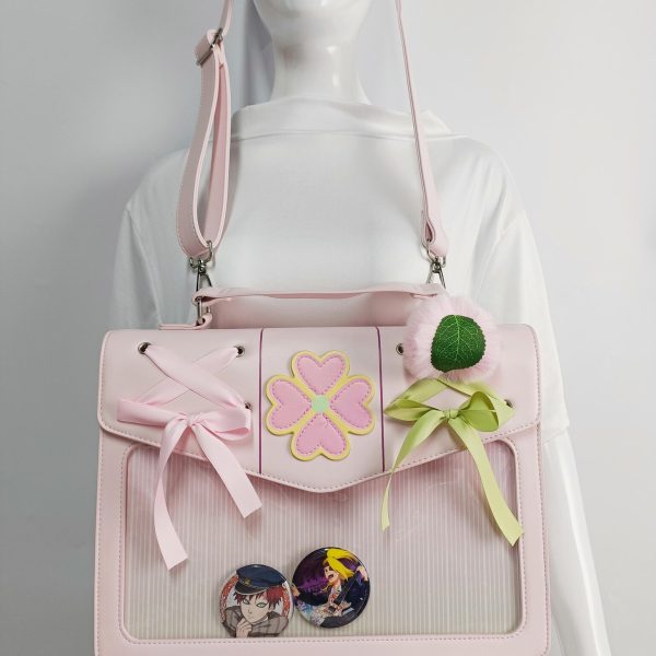 Large Pink Convertible Ita Bag with Clear Window for Plushies and Pins