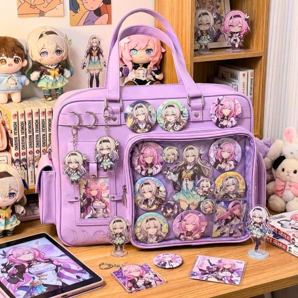 Large Pink Ita Bag with Clear Window for Plushies and Pins