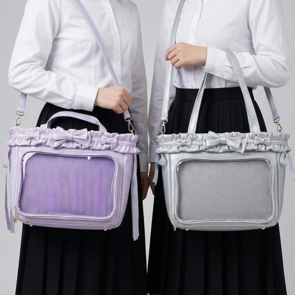 Large Pink Kawaii Y2K Ita Backpack with Clear Window for Plushies and Pins