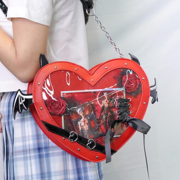 Large Red Kawaii Ita Bag with Clear Window for Pin Display
