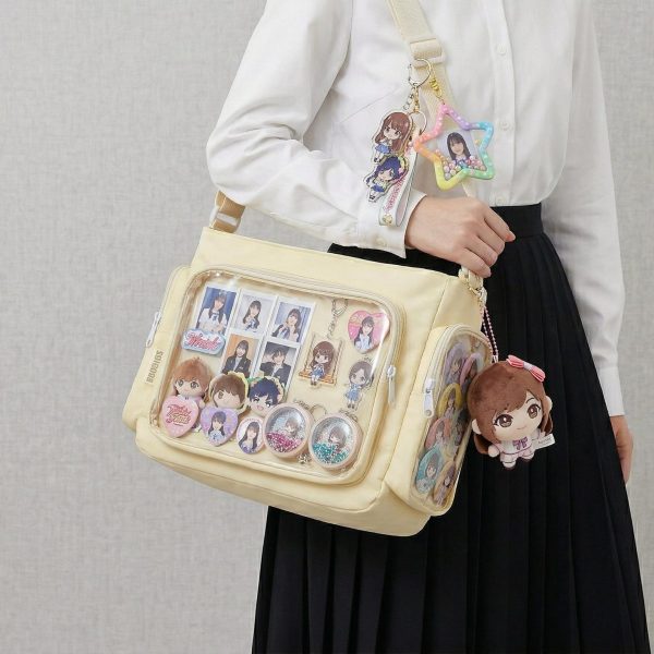 Large Yellow Kawaii Y2K Ita Backpack with Clear Window for Pin Display