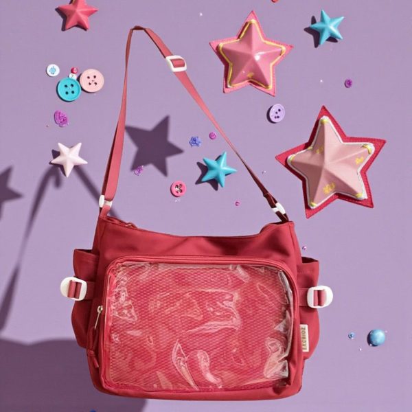 Pink Convertible Ita Bag with Clear Window for Pin Display