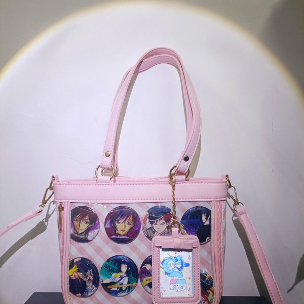 Pink Convertible Ita Bag with Clear Window for Pin Display