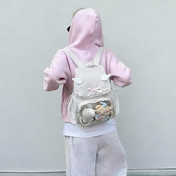 Pink Kawaii Y2K Ita Backpack with Clear Window for Plushies and Pins