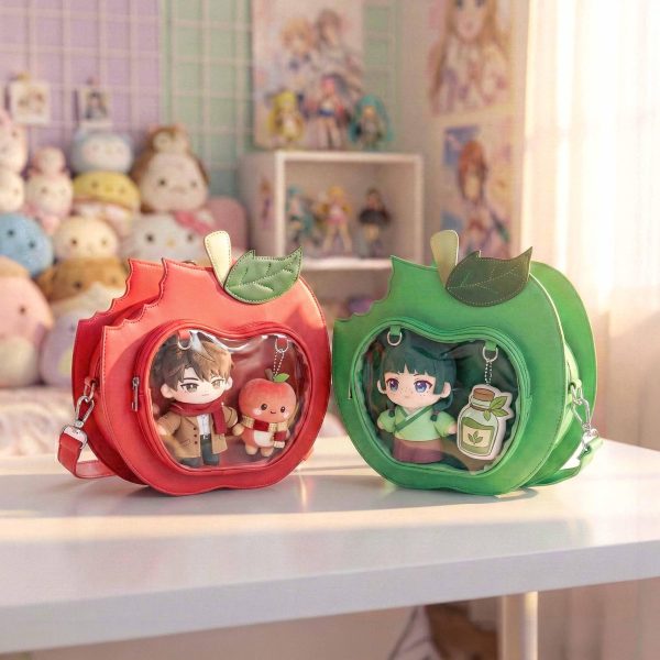 Red Apple Convertible Ita Bag with Clear Window for Plushies and Pins
